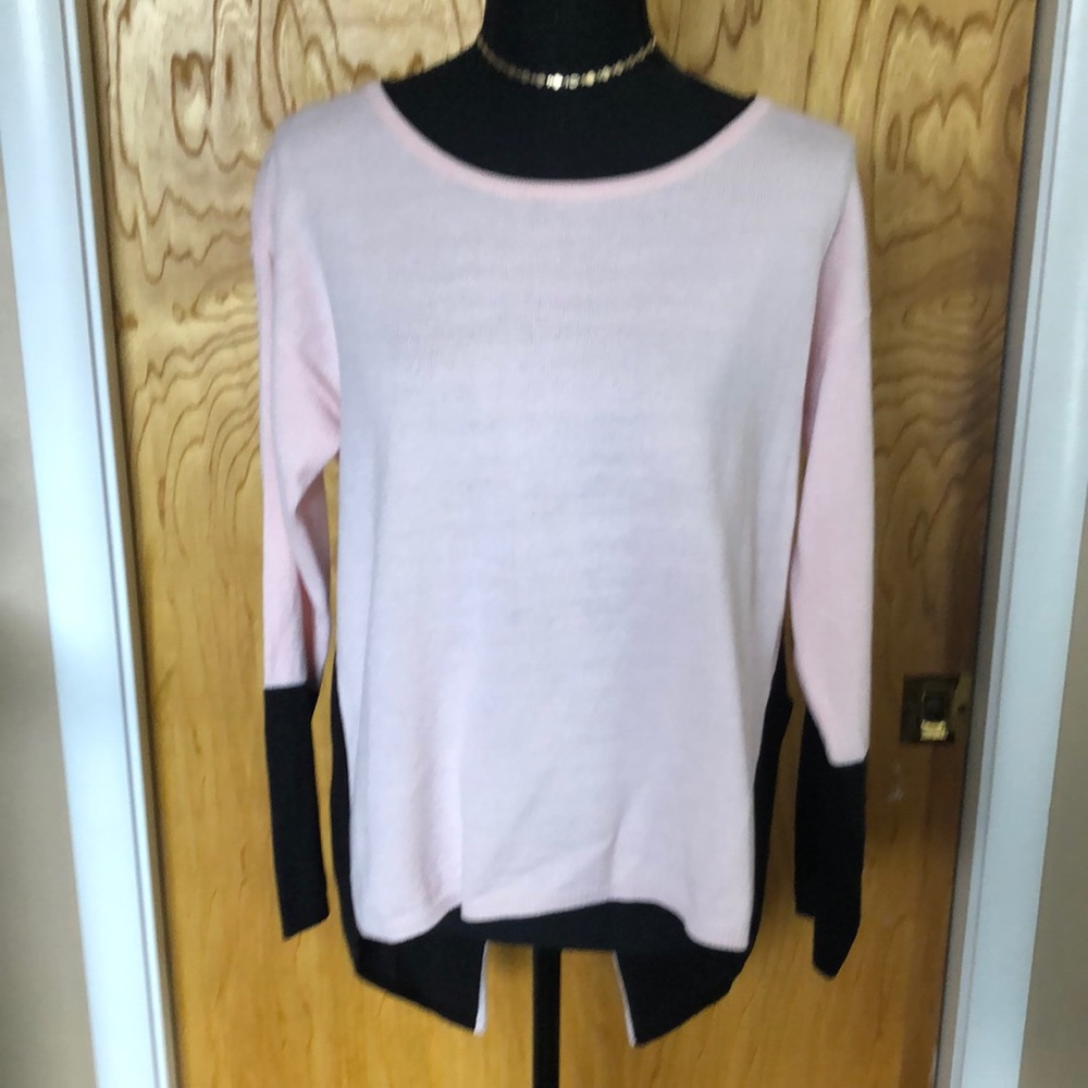 NY & Co. Pink and black sweater with zip back.